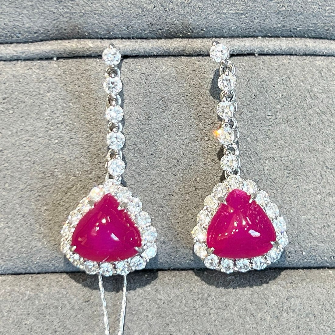 14k Gold 5.95 Ctw Natural Ruby & Lab Grown Diamond Earrings - 2