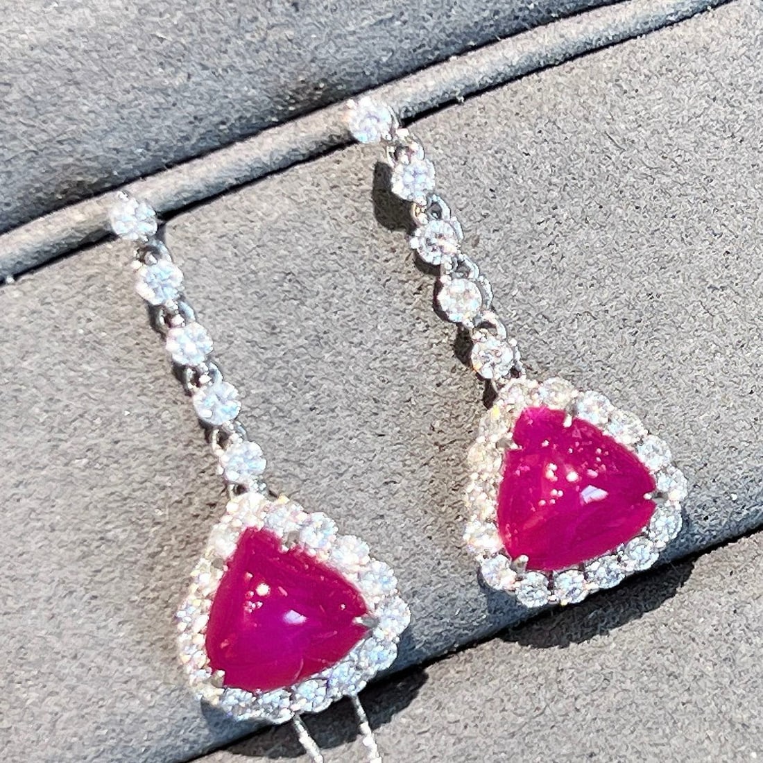 14k Gold 5.95 Ctw Natural Ruby & Lab Grown Diamond Earrings - 3