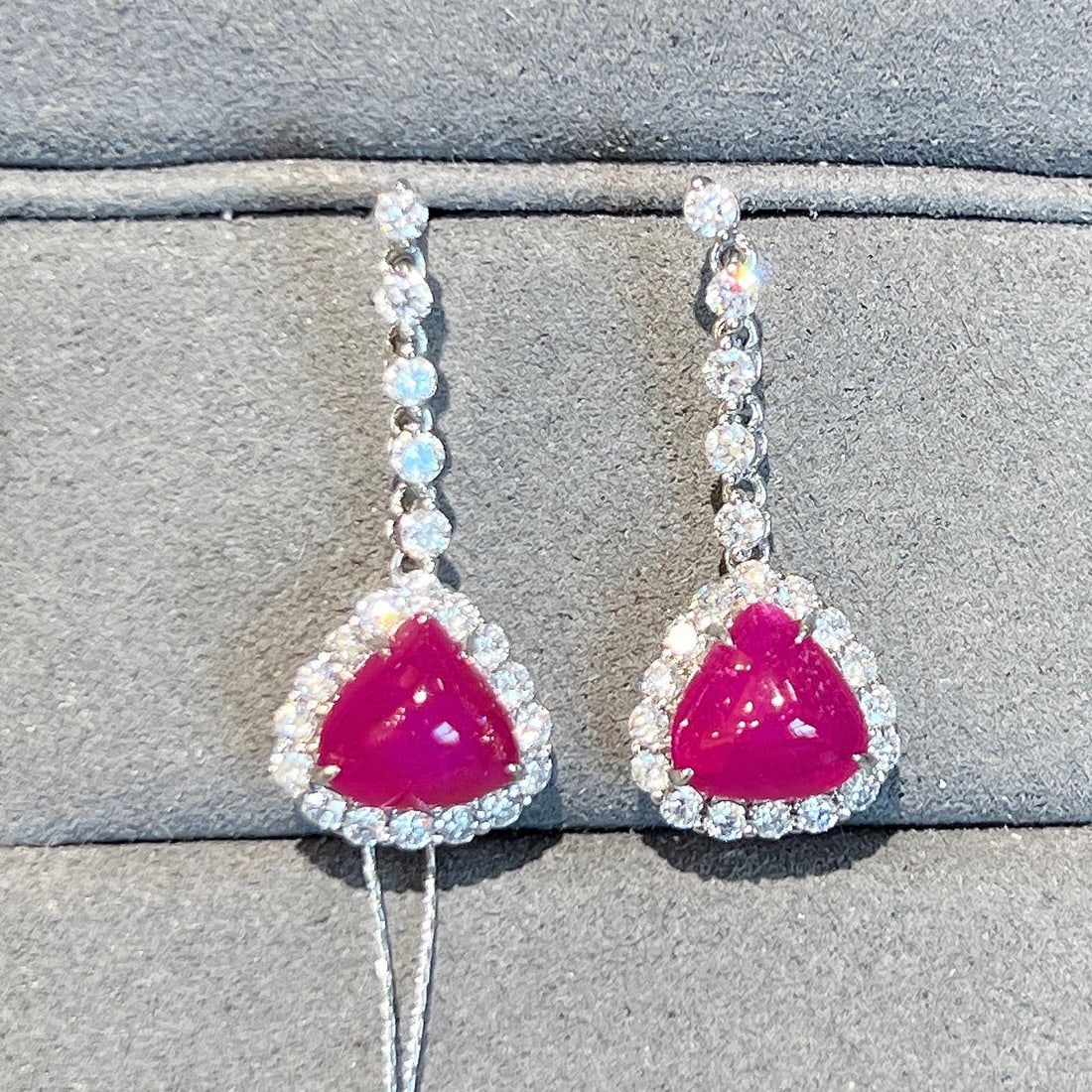 14k Gold 5.95 Ctw Natural Ruby & Lab Grown Diamond Earrings - 4