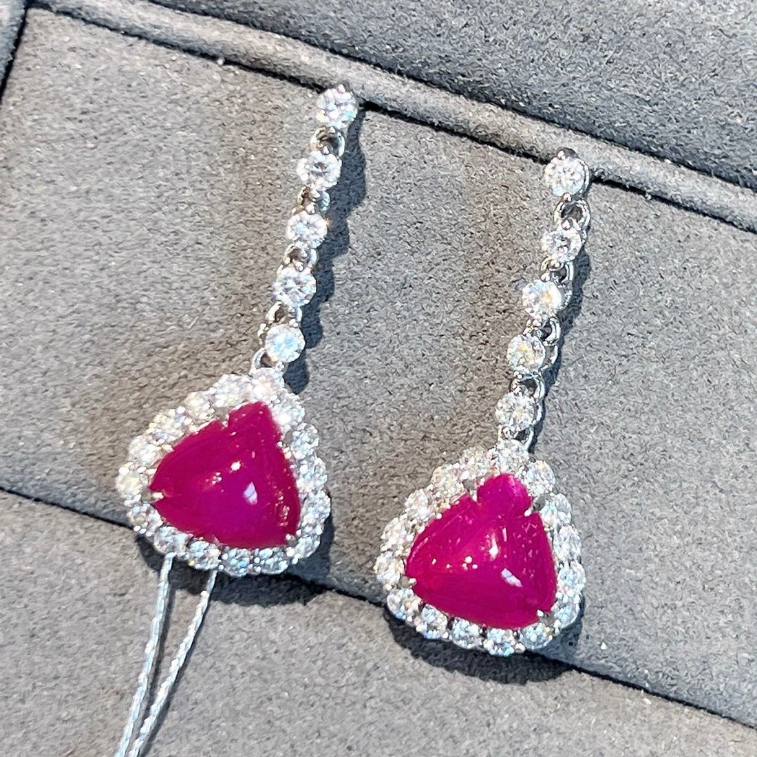 14k Gold 5.95 Ctw Natural Ruby & Lab Grown Diamond Earrings - 5