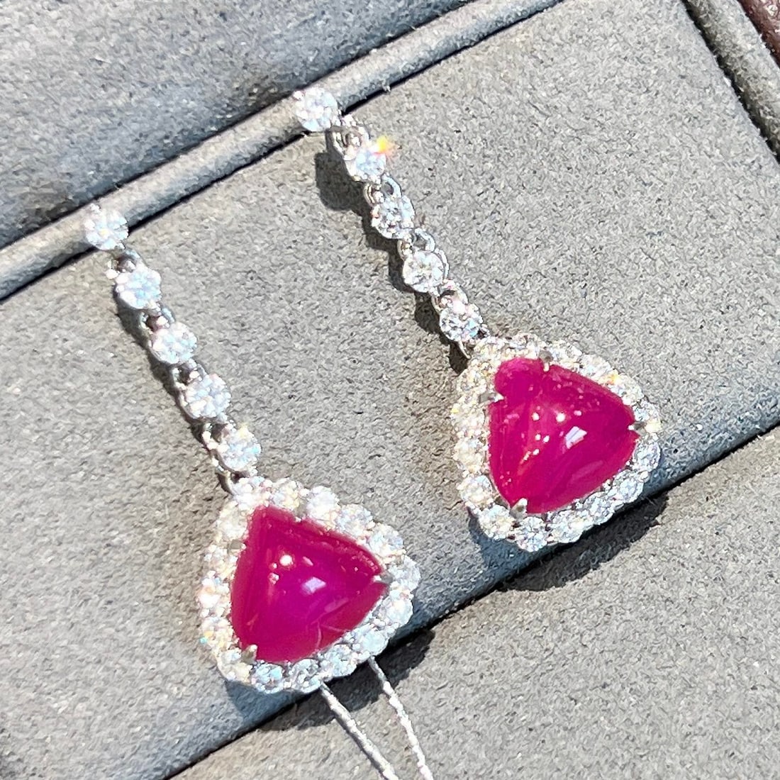 14k Gold 5.95 Ctw Natural Ruby & Lab Grown Diamond Earrings - 6