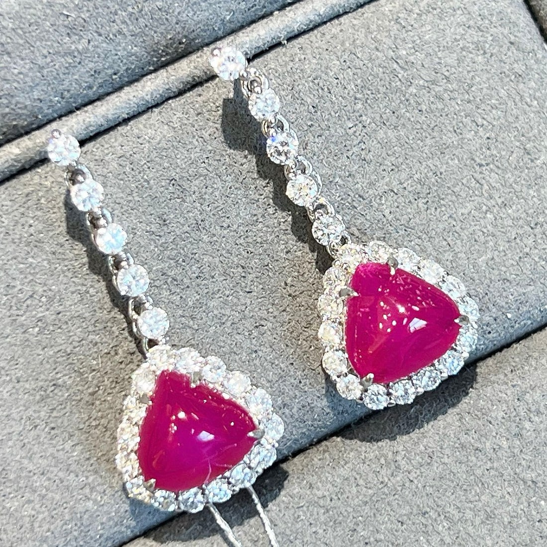 14k Gold 5.95 Ctw Natural Ruby & Lab Grown Diamond Earrings - 8