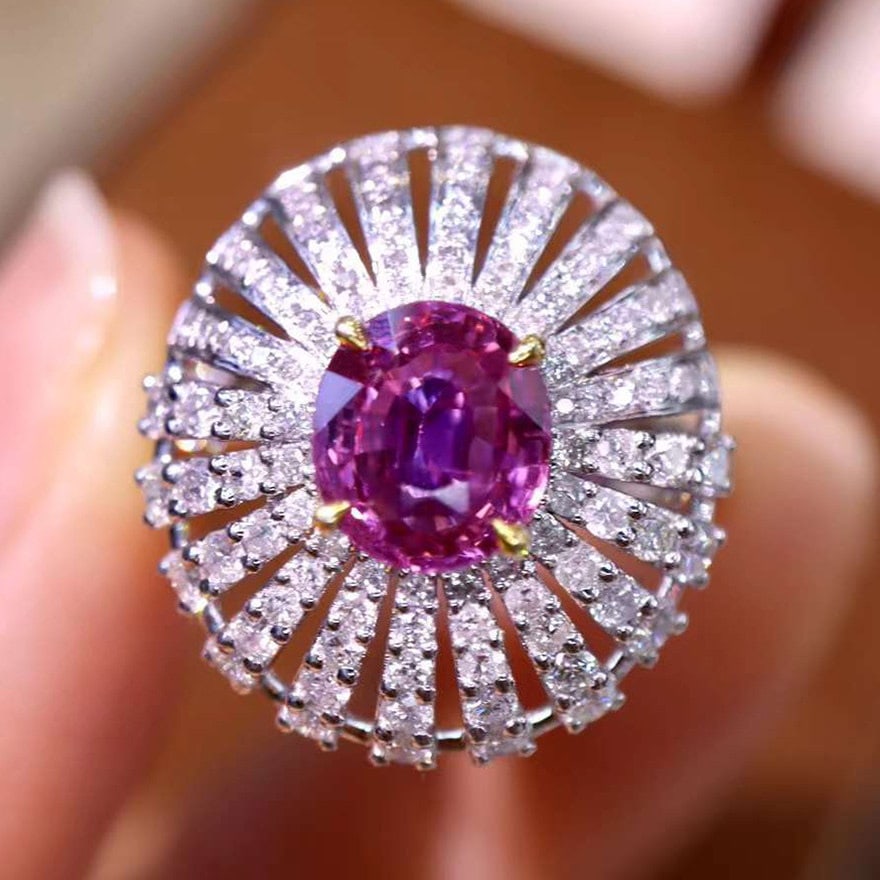 14k Gold 2.59 Ctw Natural Sapphire & Diamond Ring - 3