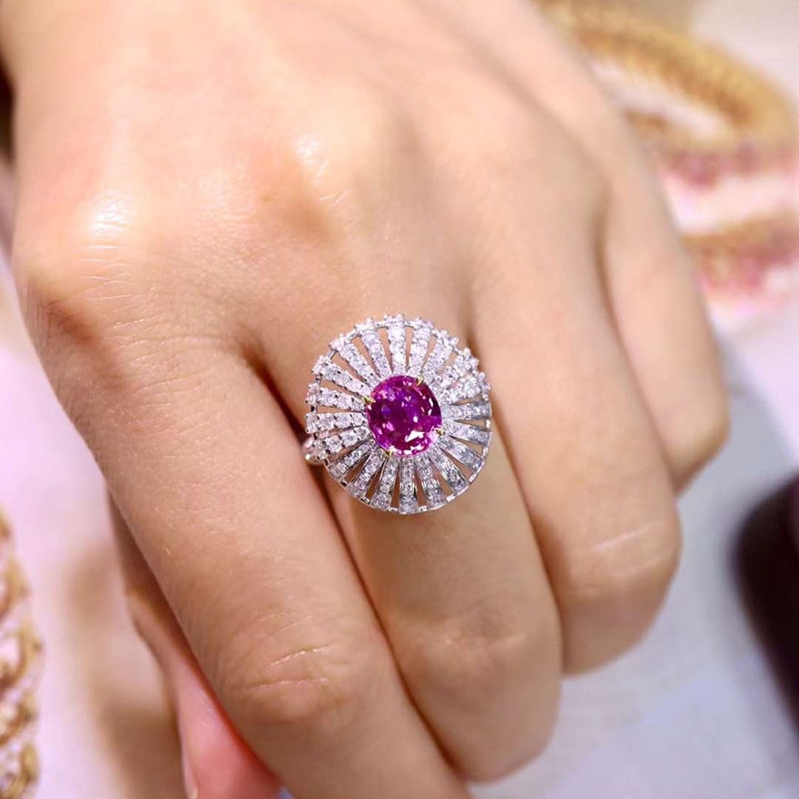 14k Gold 2.59 Ctw Natural Sapphire & Diamond Ring - 4