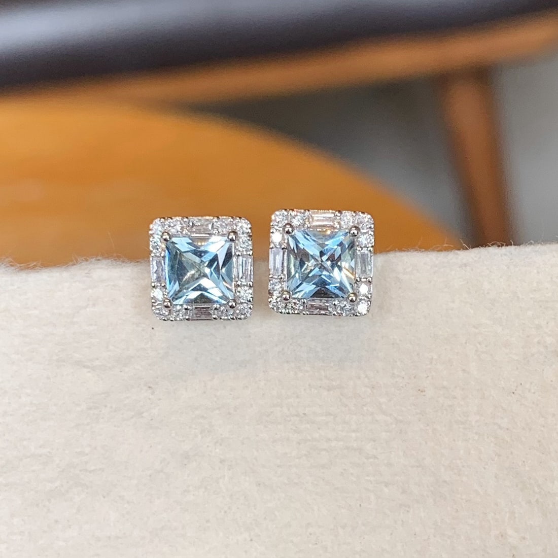 14k Gold 1.45 Ctw Natural Aquamarine & Diamond Earrings - 2