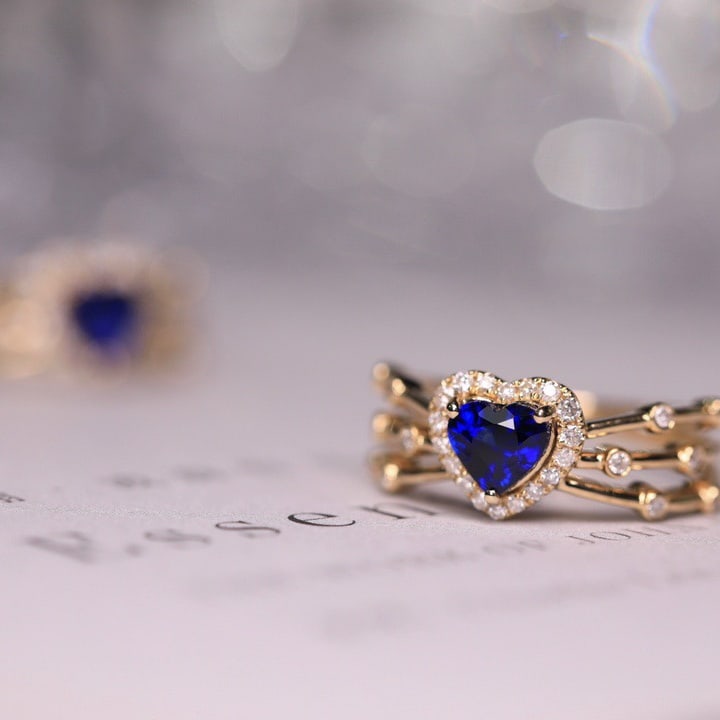 14k Gold 0.91 Ct Natural Sapphire & Diamond Ring - 4