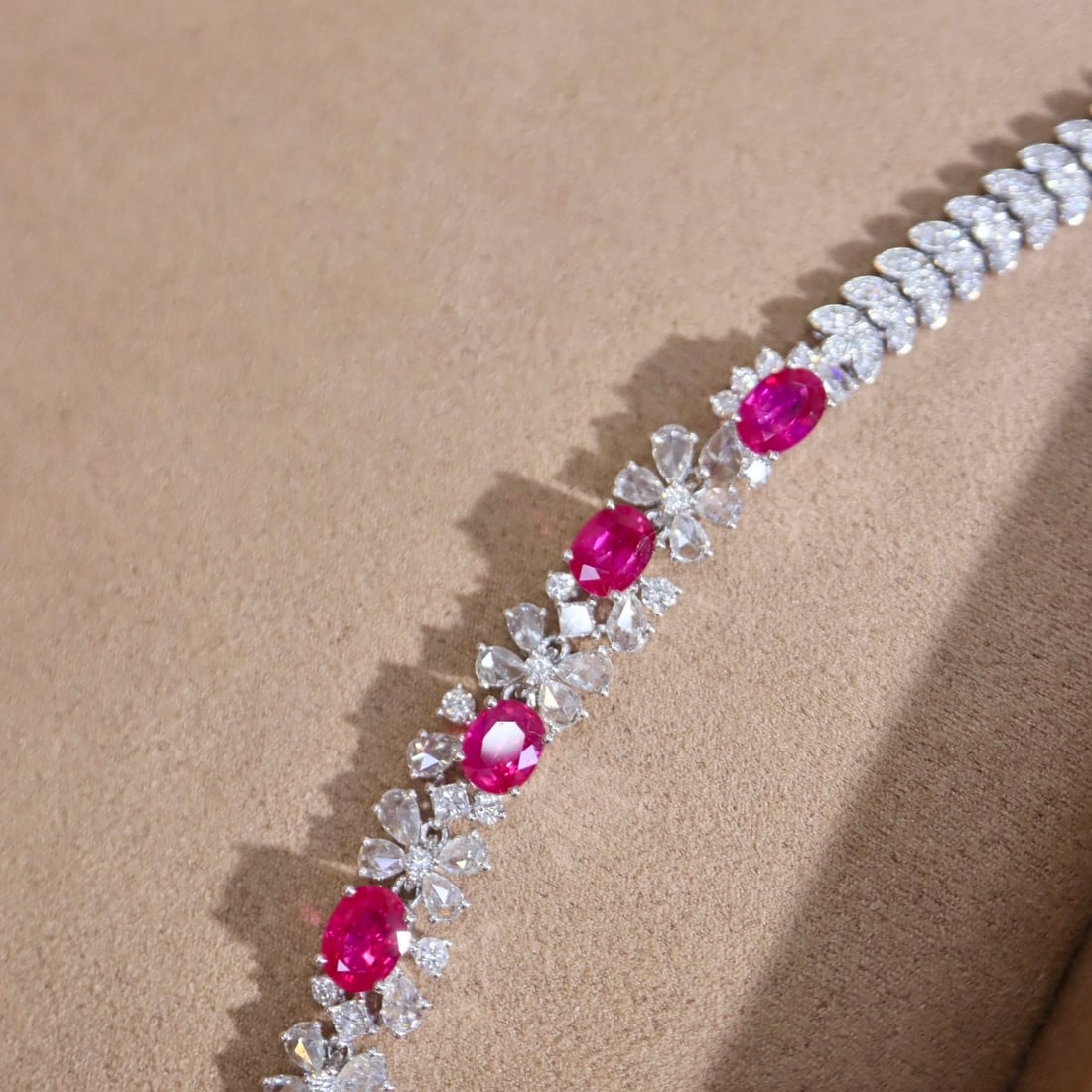 14k Gold 6.25 Ctw Natural Ruby & Diamond Bracelet - 5