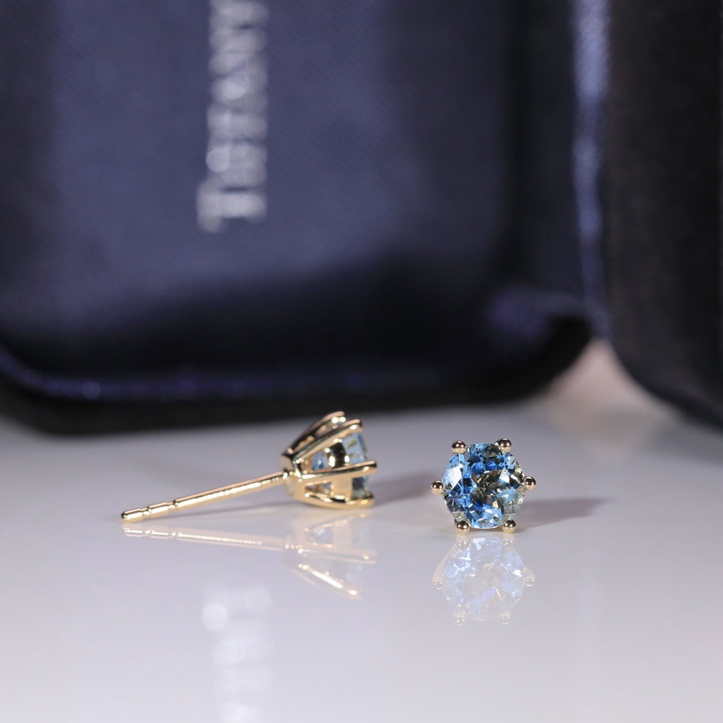 14k Gold 1.17 Ct Natural Aquamarine Earrings - 5