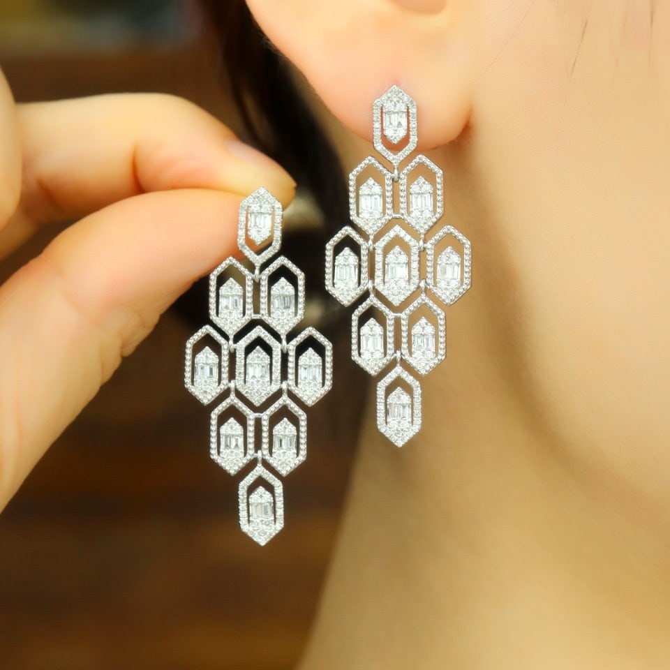 14k Gold 0.80 Ct Natural H Diamond Earrings - 5