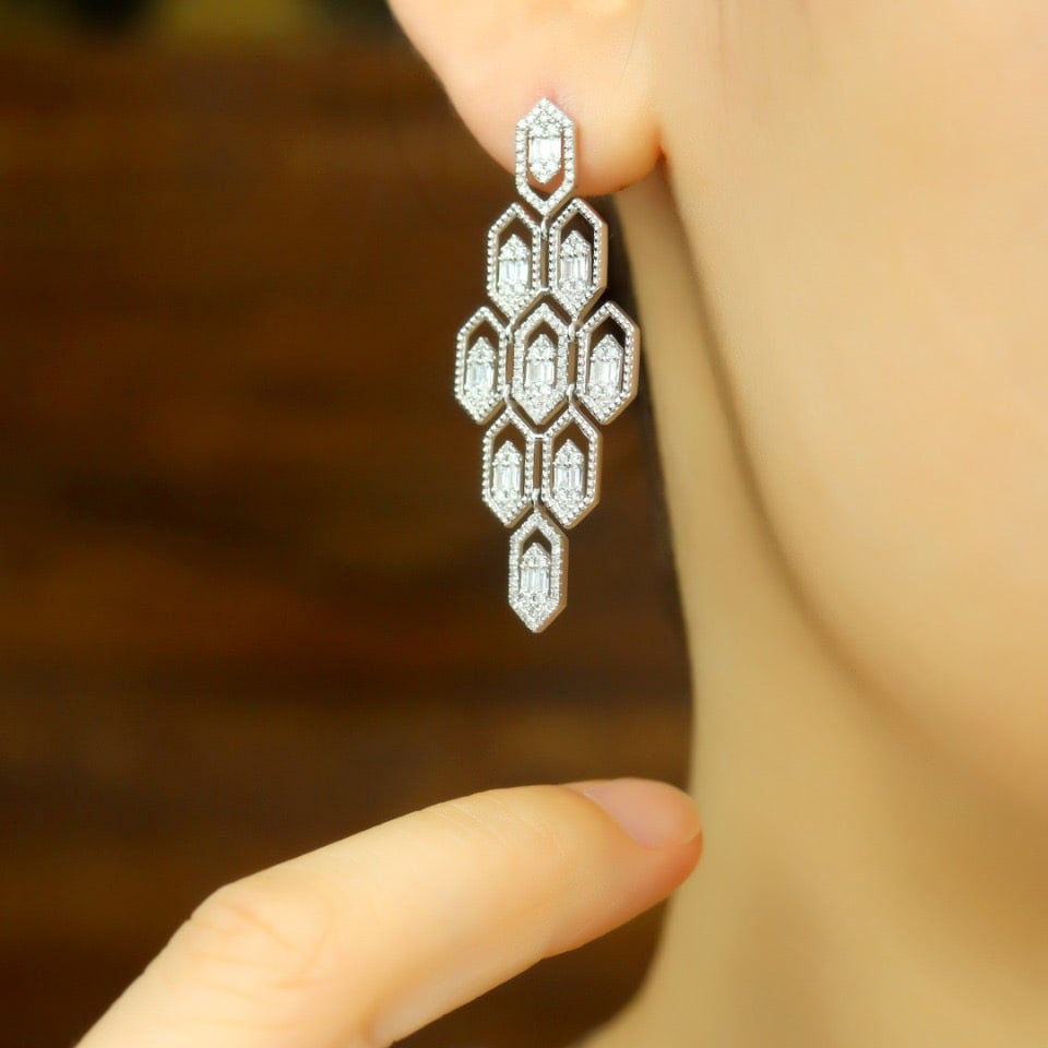 14k Gold 0.80 Ct Natural H Diamond Earrings - 6