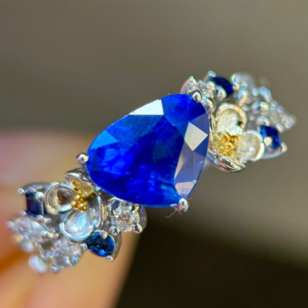 14k Gold 2.47 Ctw Natural Sapphire & Diamond Ring - 2