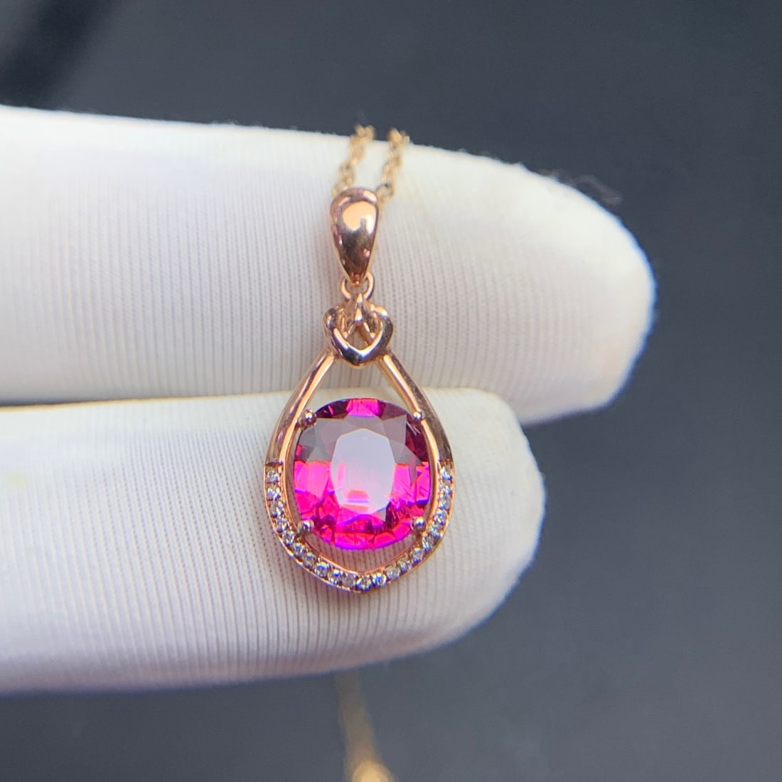 14k Gold 1.68 Ct Natural Tourmaline & Diamond Pendant( Without Chain ) - 3