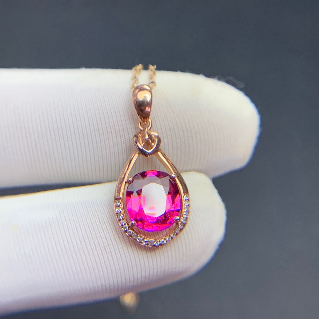 14k Gold 1.68 Ct Natural Tourmaline & Diamond Pendant( Without Chain ) - 6