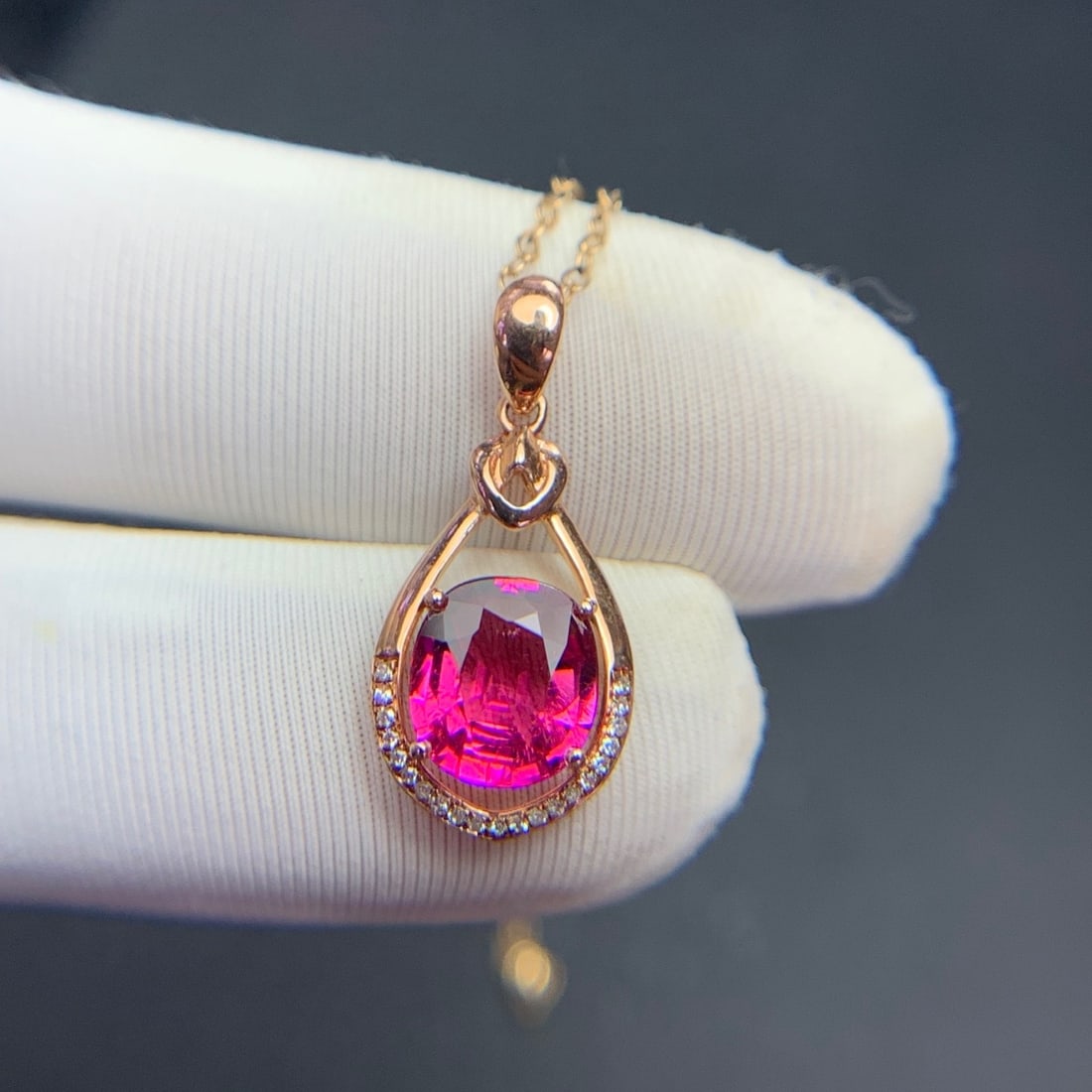 14k Gold 1.68 Ct Natural Tourmaline & Diamond Pendant( Without Chain ) - 8