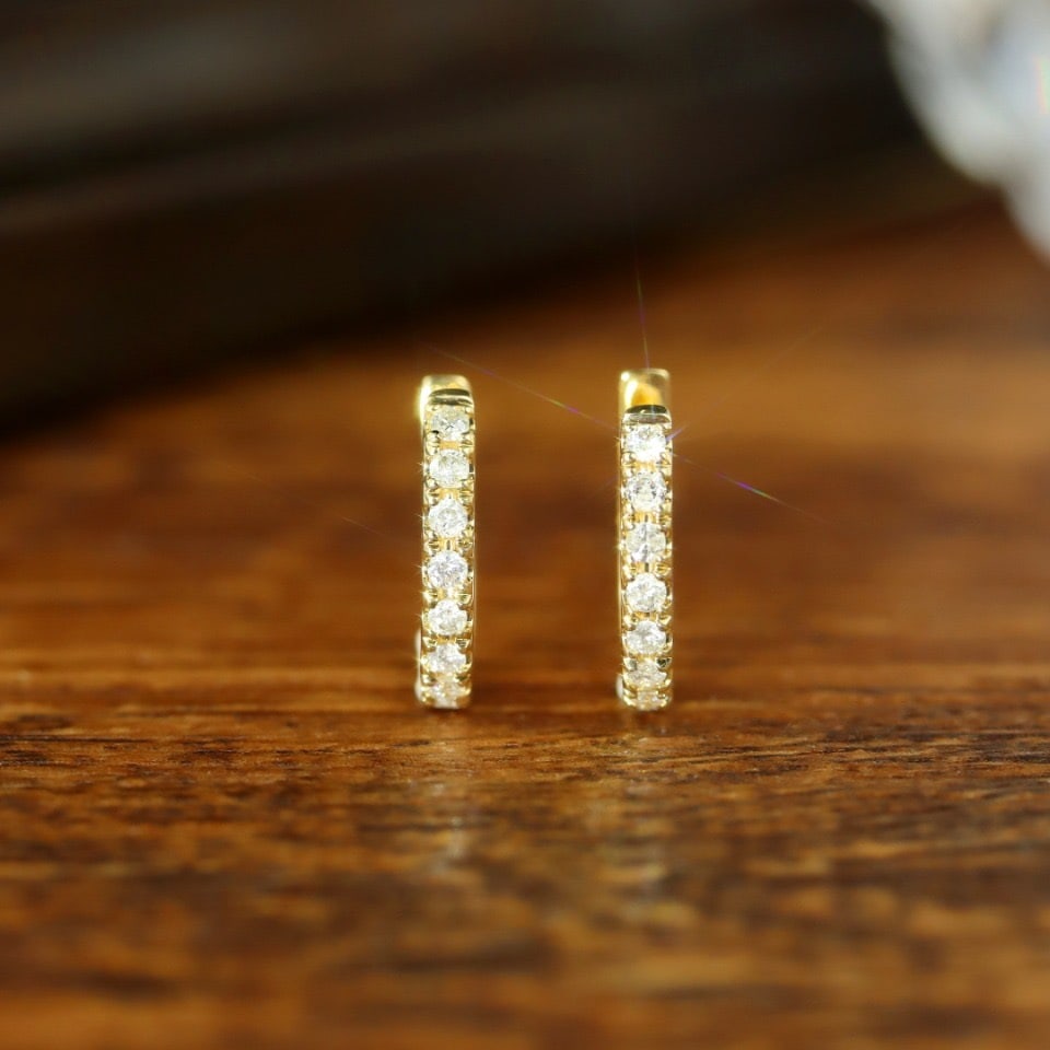 14k Gold 0.20 Ct Natural H Diamond Earrings - 2