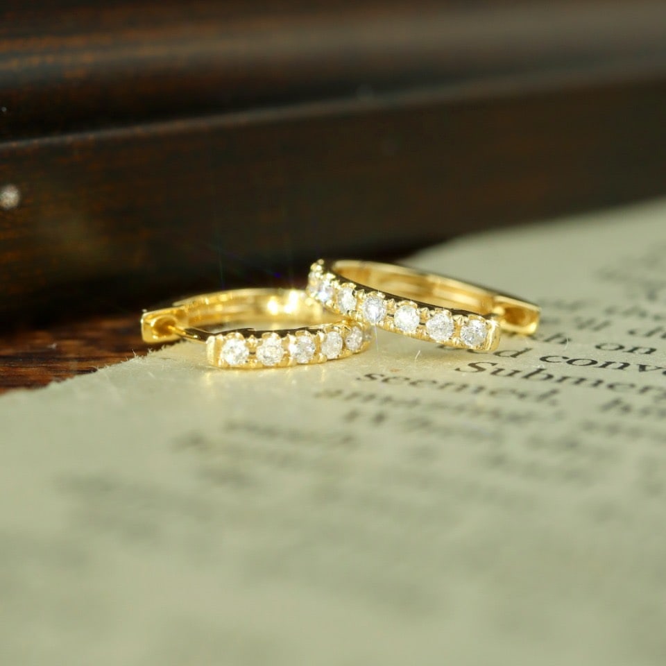 14k Gold 0.20 Ct Natural H Diamond Earrings - 4