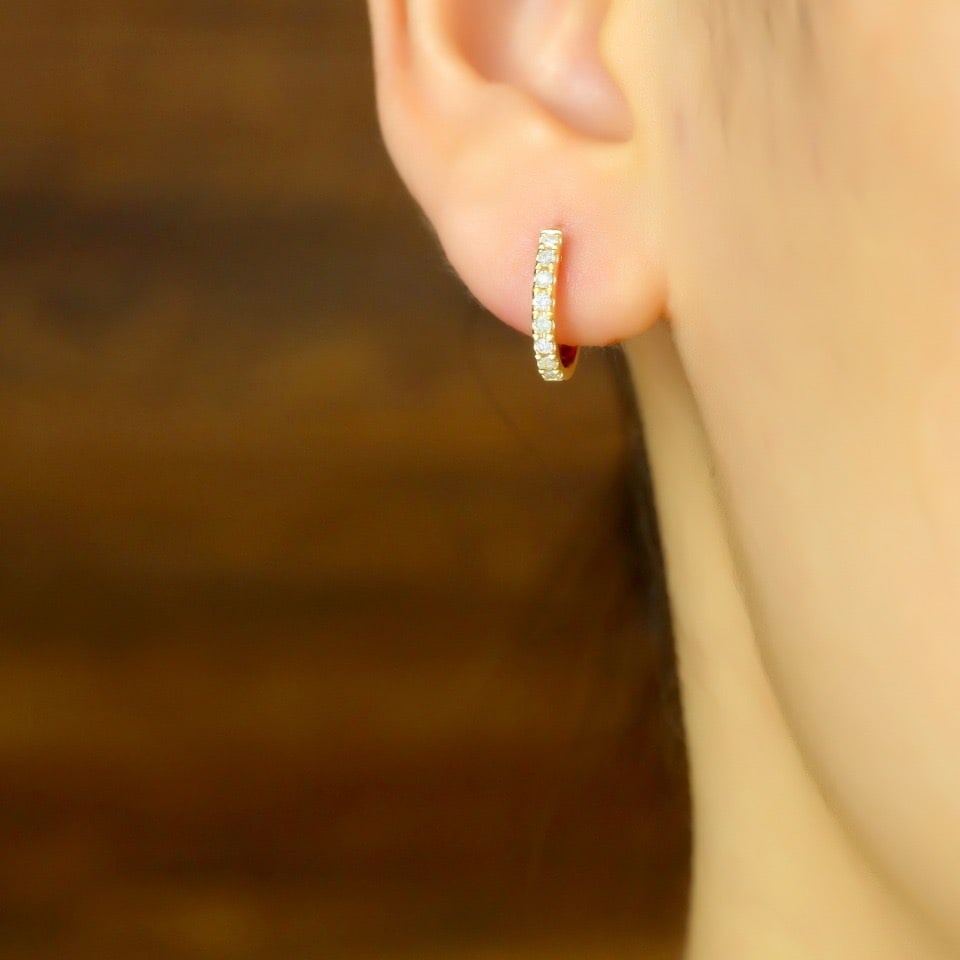 14k Gold 0.20 Ct Natural H Diamond Earrings - 5