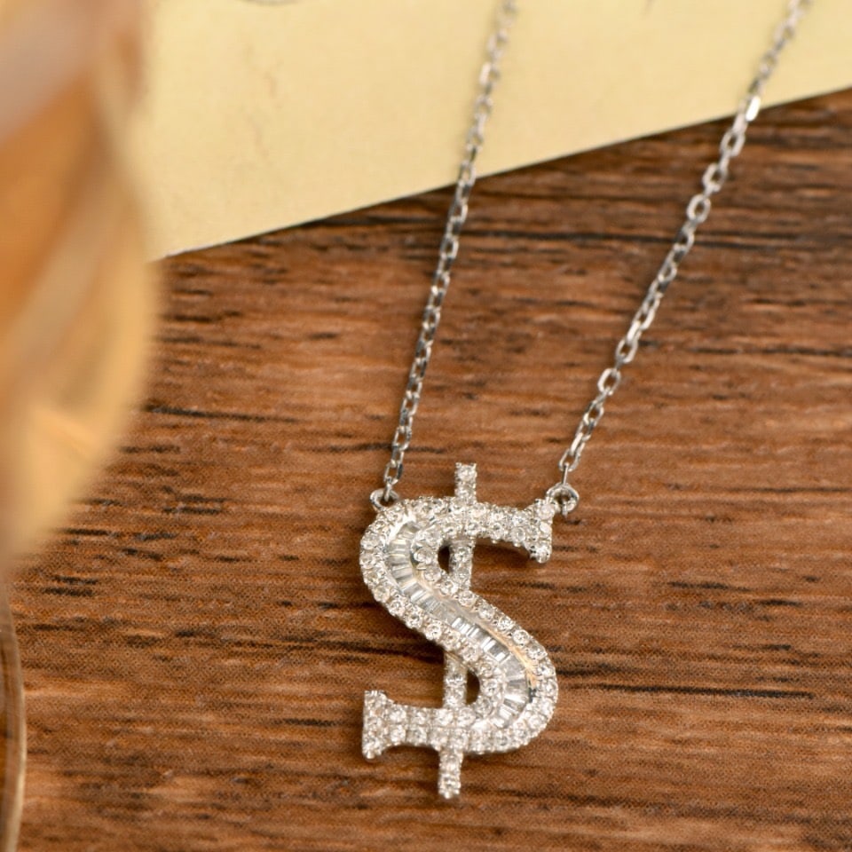 14k Gold 0.45 Ct Natural H Diamond Necklace - 4