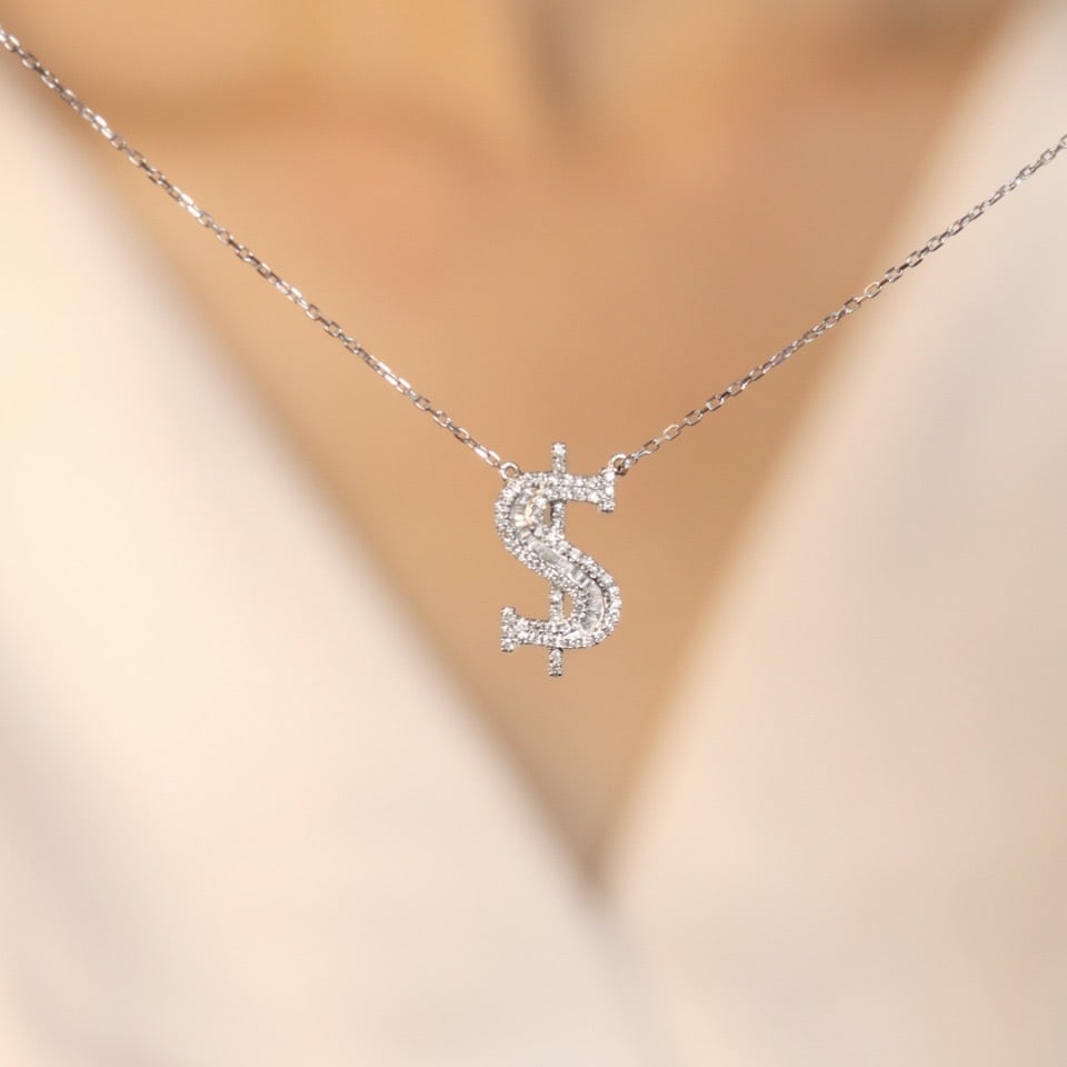 14k Gold 0.45 Ct Natural H Diamond Necklace - 6