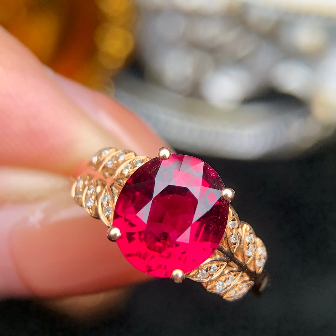 14k Gold 2.43 Ct Natural Tourmaline & Diamond Ring - 2