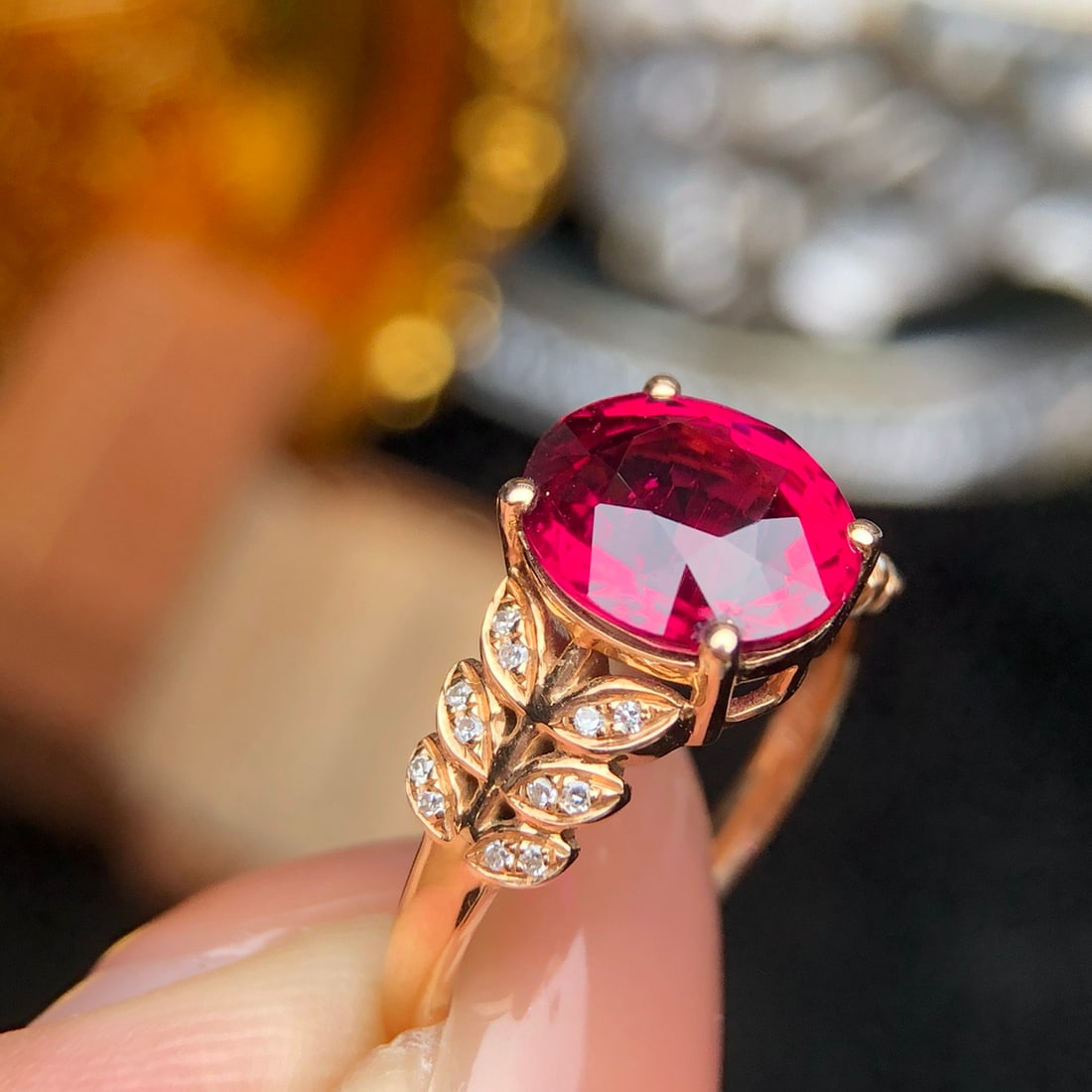 14k Gold 2.43 Ct Natural Tourmaline & Diamond Ring - 4