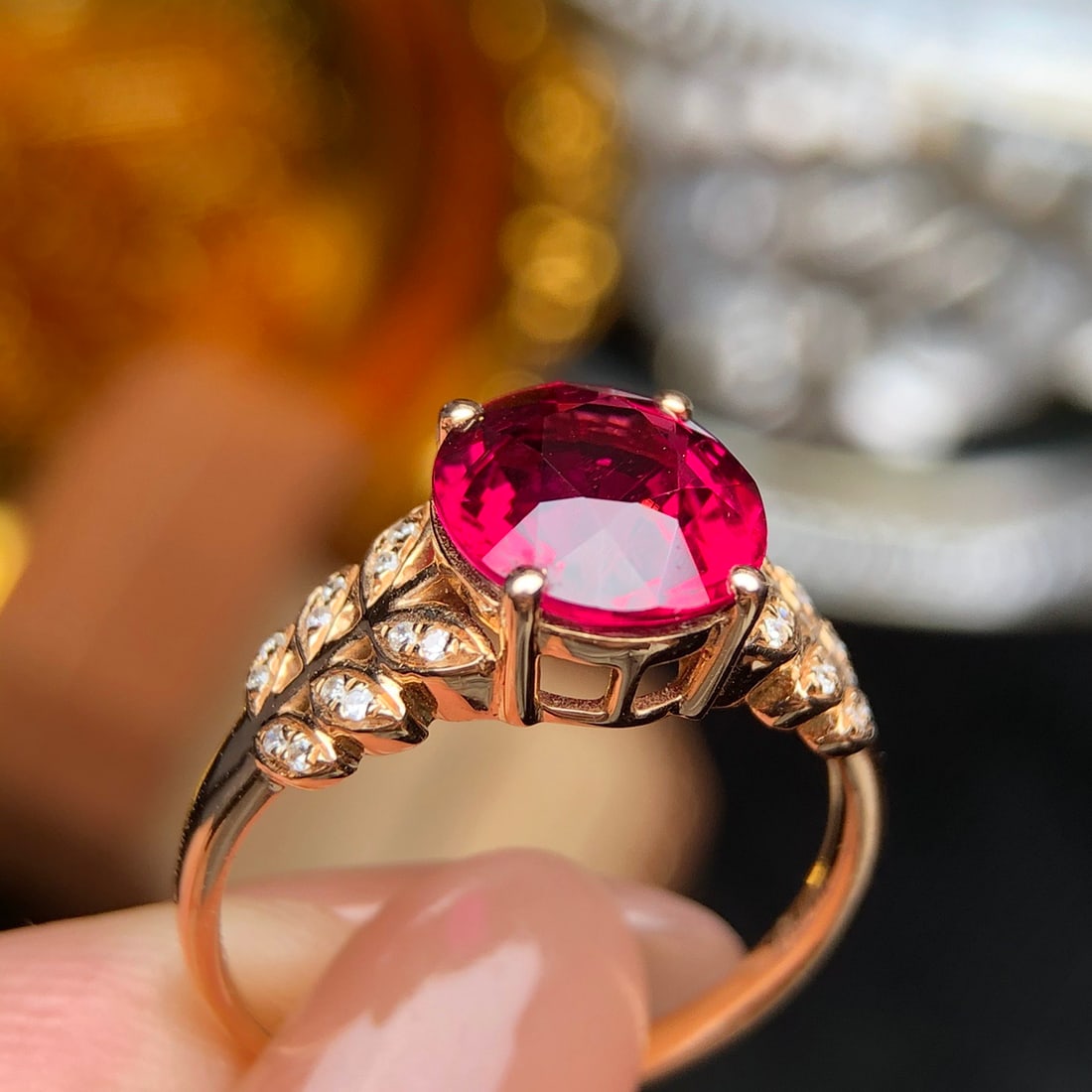 14k Gold 2.43 Ct Natural Tourmaline & Diamond Ring - 5