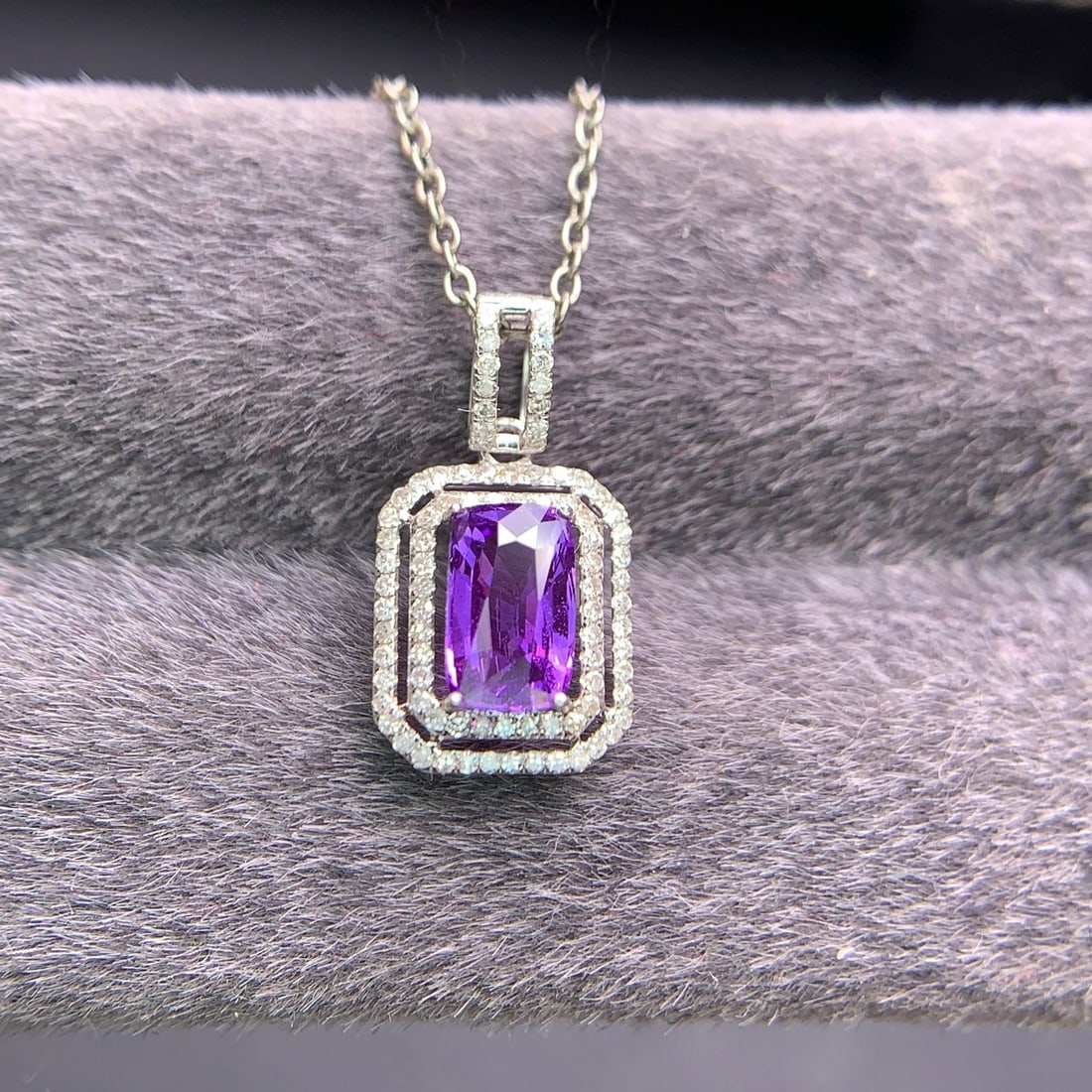 14k Gold 1.04 Ct Natural Sapphire & Diamond Pendant( Without Chain ) - 2