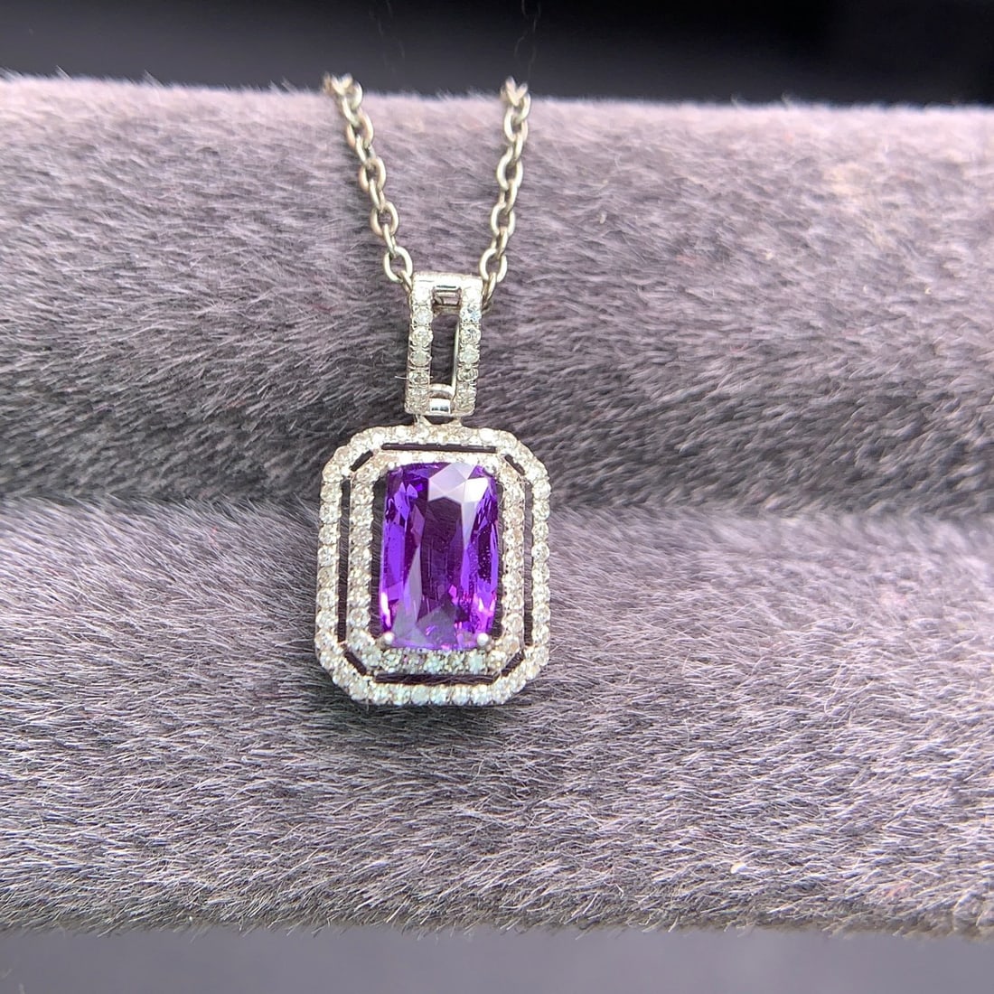 14k Gold 1.04 Ct Natural Sapphire & Diamond Pendant( Without Chain ) - 3