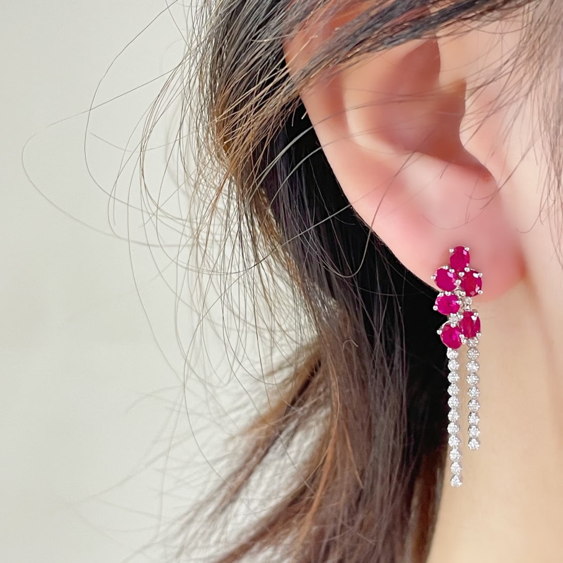 14k Gold 2.90 Ctw Natural Ruby & Diamond Earrings - 7