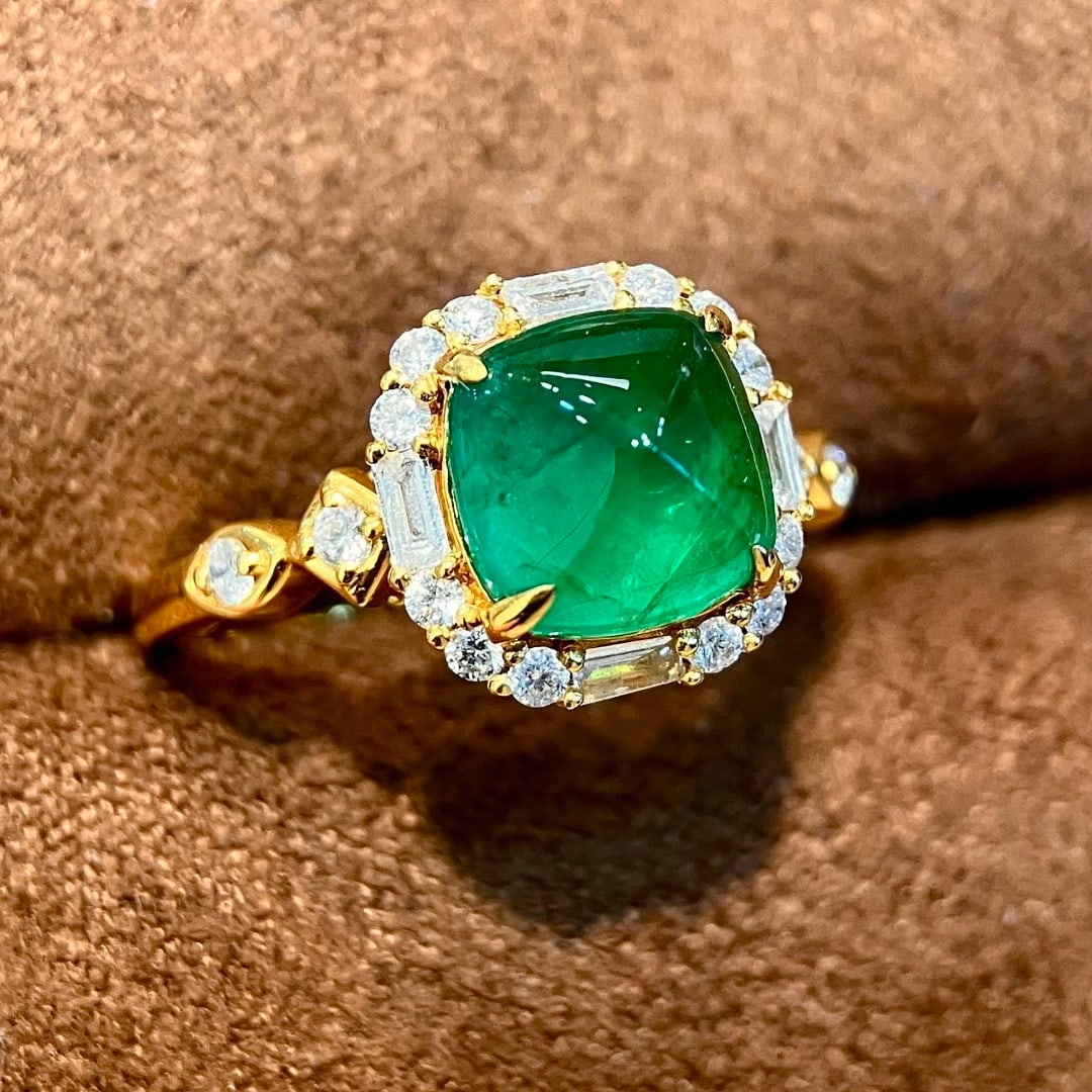 14k Gold 2.59 Ctw Vivid Green Natural Emerald & Diamond Ring - 2