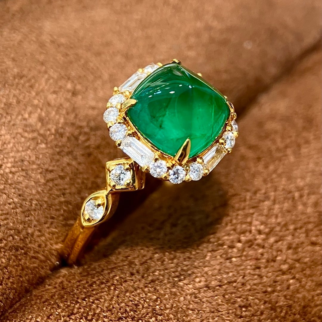 14k Gold 2.59 Ctw Vivid Green Natural Emerald & Diamond Ring - 3