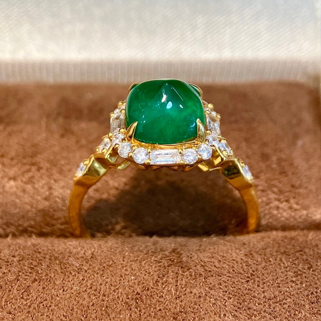 14k Gold 2.59 Ctw Vivid Green Natural Emerald & Diamond Ring - 4