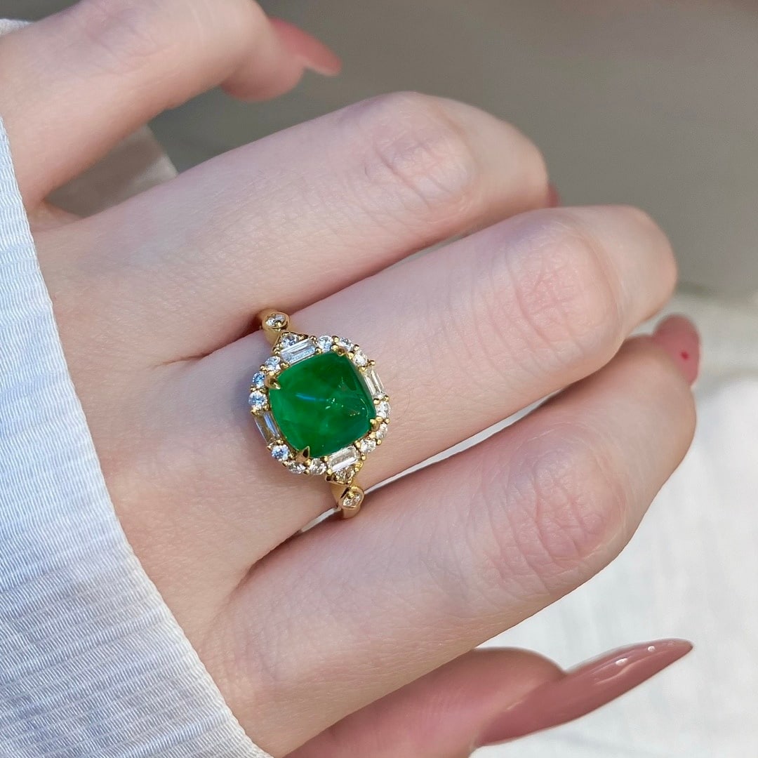 14k Gold 2.59 Ctw Vivid Green Natural Emerald & Diamond Ring - 6
