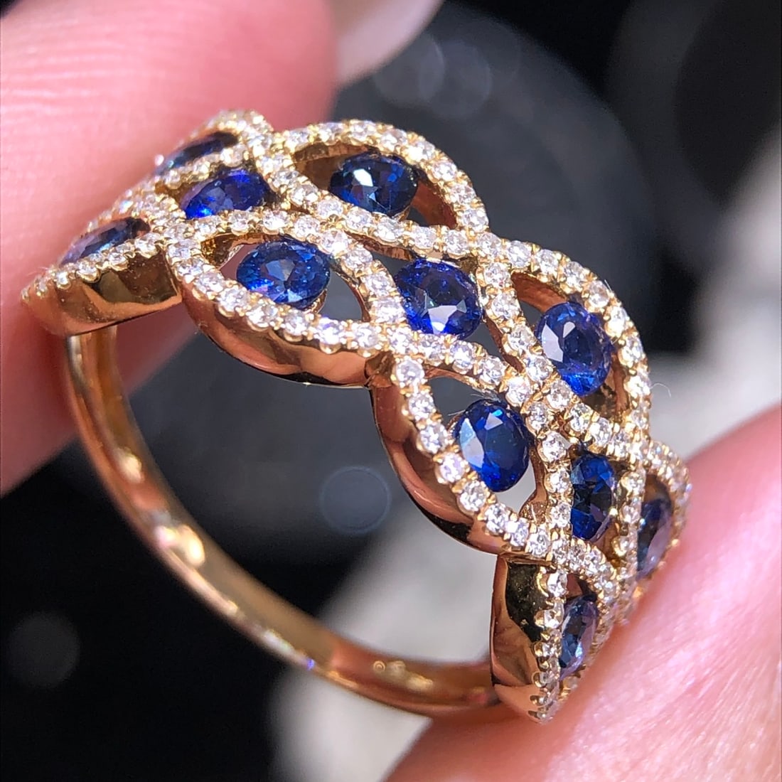 14k Gold 1.61 Ctw Natural Sapphire & Diamond Ring - 6