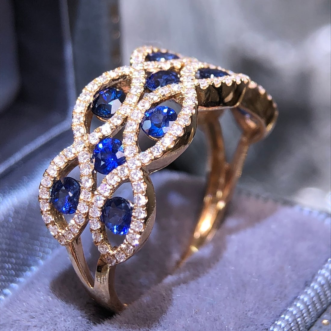 14k Gold 1.61 Ctw Natural Sapphire & Diamond Ring - 7