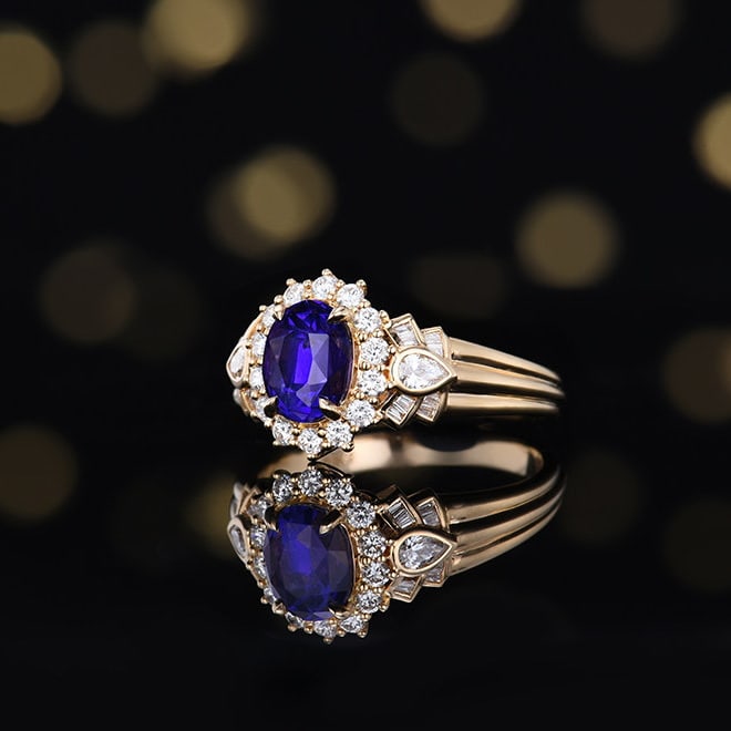 14k Gold 2.58 Ctw Natural Sapphire & Diamond Ring - 2