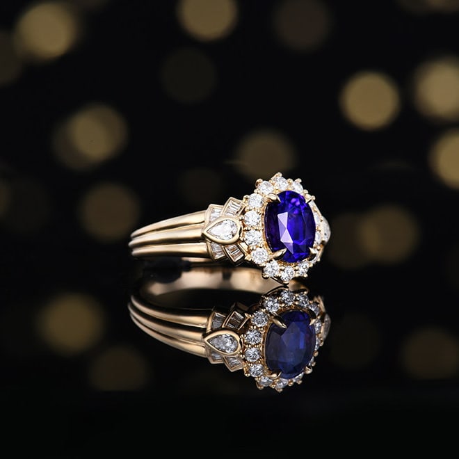 14k Gold 2.58 Ctw Natural Sapphire & Diamond Ring - 3