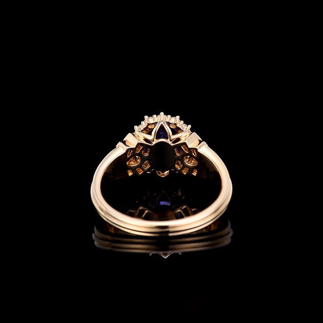14k Gold 2.58 Ctw Natural Sapphire & Diamond Ring - 4