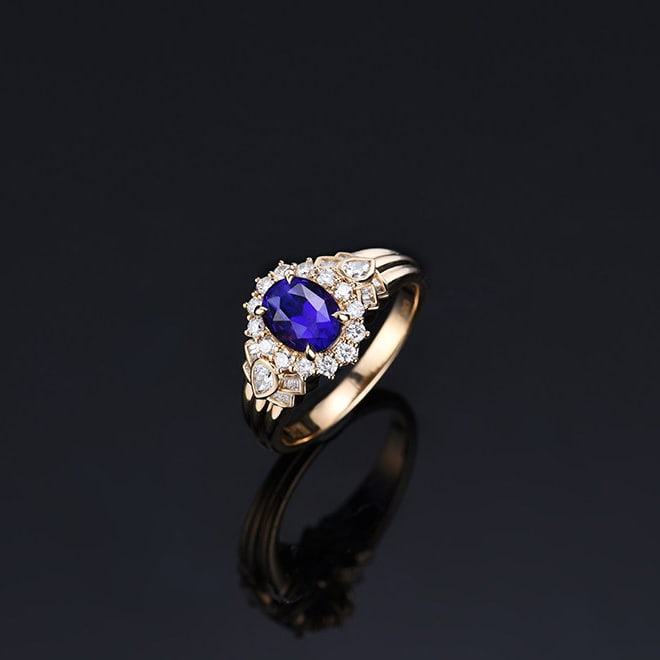 14k Gold 2.58 Ctw Natural Sapphire & Diamond Ring - 5