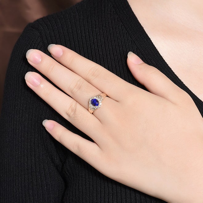 14k Gold 2.58 Ctw Natural Sapphire & Diamond Ring - 6