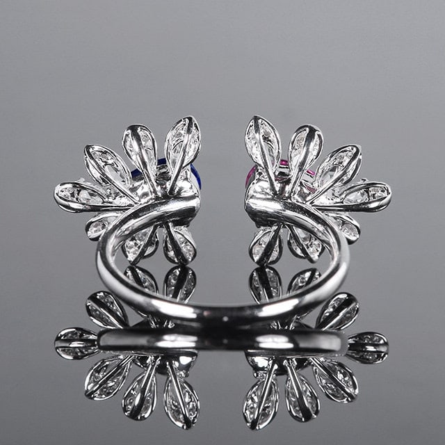 14k Gold 2.24 Ctw Natural Sapphire & Diamond & Toi Et Moi Ring - 2