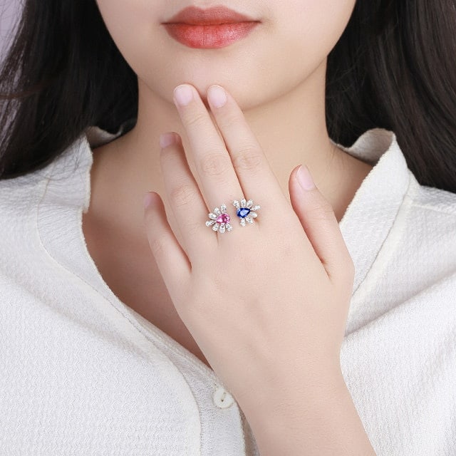 14k Gold 2.24 Ctw Natural Sapphire & Diamond & Toi Et Moi Ring - 3