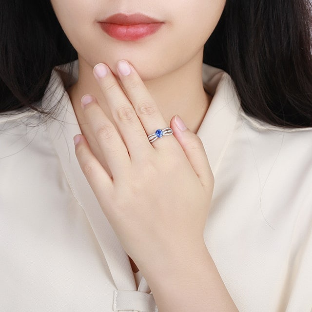 14k Gold 1.34 Ctw Natural Sapphire & Diamond Ring - 5