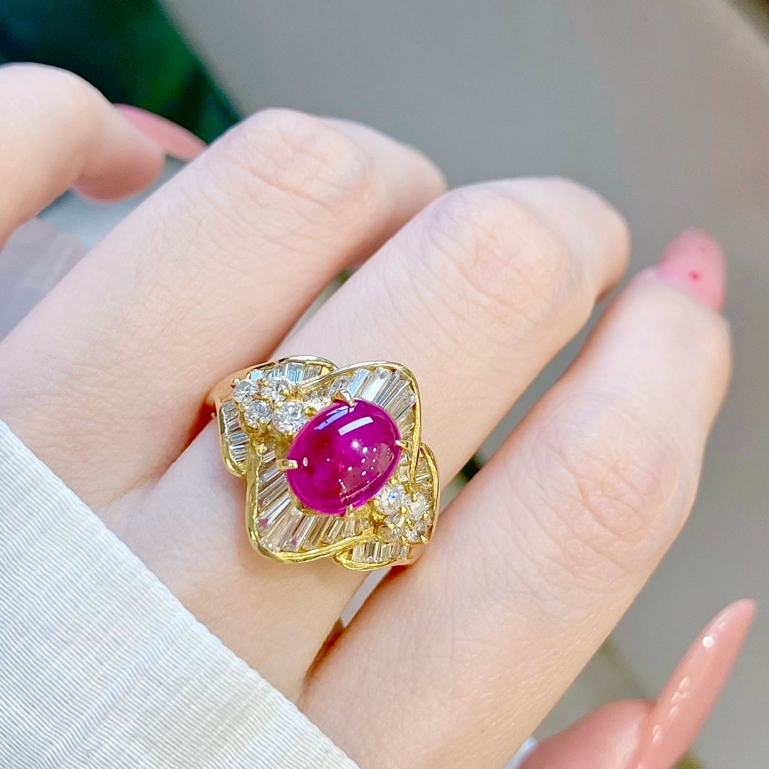 14k Gold 3.19 Ctw Natural Ruby & Diamond Ring - 6