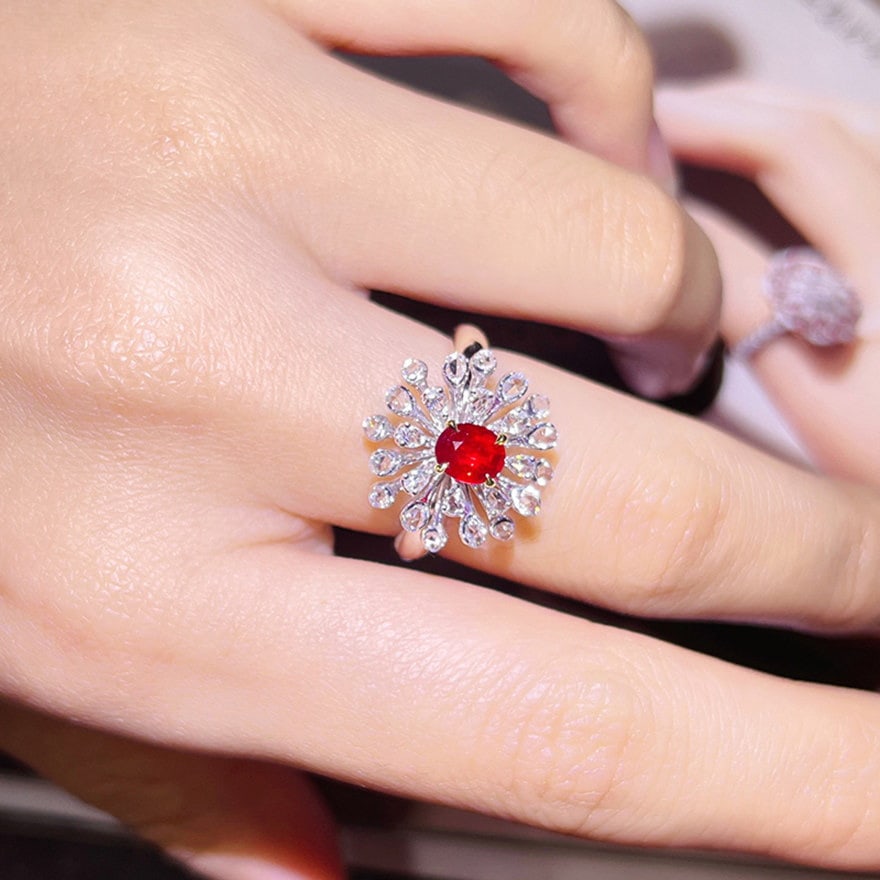 14k Gold 1.03 Ctw Natural Ruby & Diamond Ring - 9