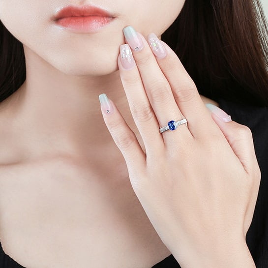 14k Gold 1.54 Ctw Natural Sapphire & Diamond Ring - 5