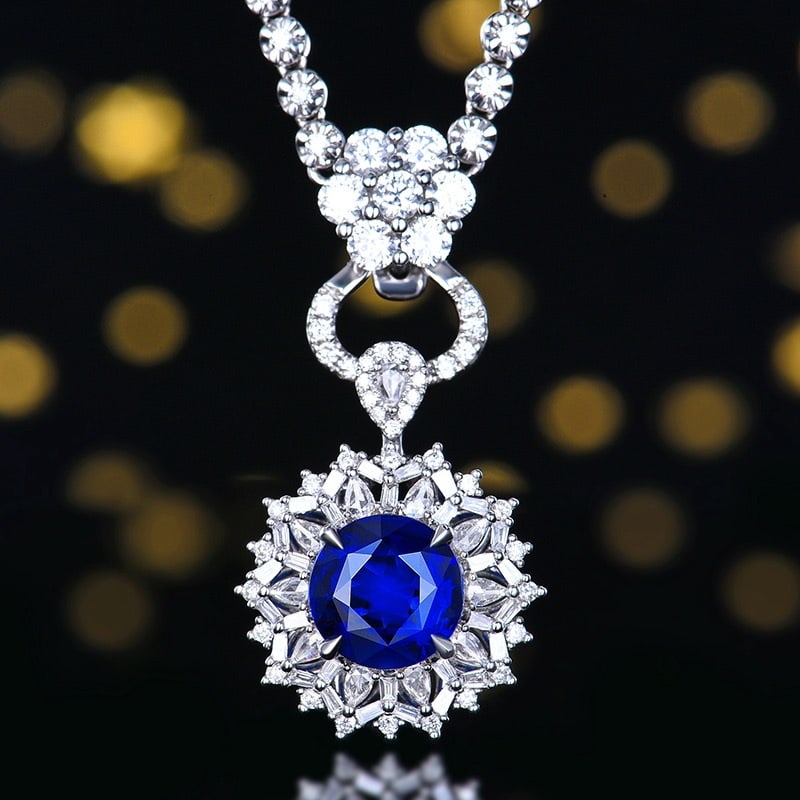 14k Gold 2.48 Ctw Natural Sapphire & Diamond Ring/pendant( Without Chain ) - 2