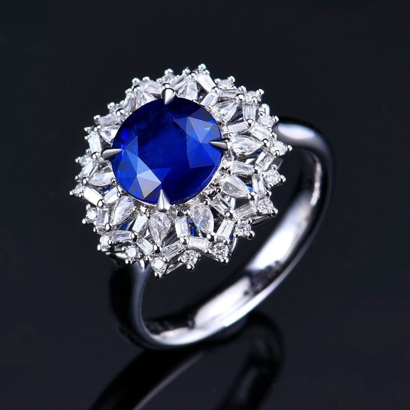 14k Gold 2.48 Ctw Natural Sapphire & Diamond Ring/pendant( Without Chain ) - 3