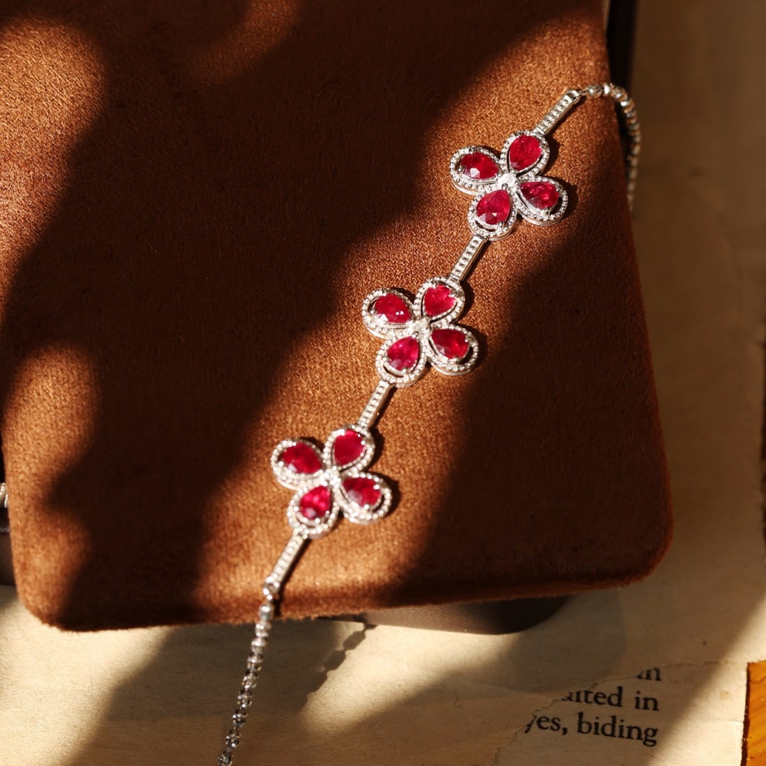 14k Gold 2.35 Ctw Natural Ruby & Diamond Bracelet - 4