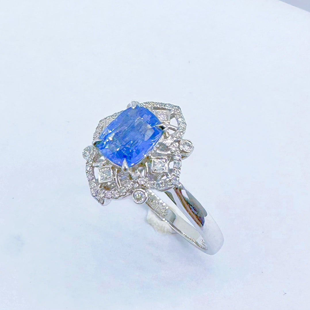 14k Gold 1.32 Ctw Natural Sapphire & Diamond Ring/pendant( Without Chain ) - 2